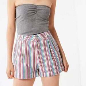 Urban Outfitters BDG Lisbon Shorts Womens 2 Rainbow Striped Summer Festival Boho